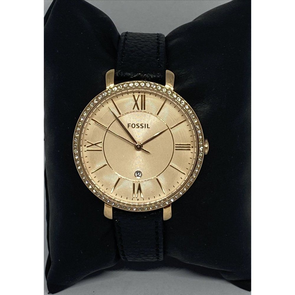 Fossil ES3546 Women's Black Leather Analog Dial Qu